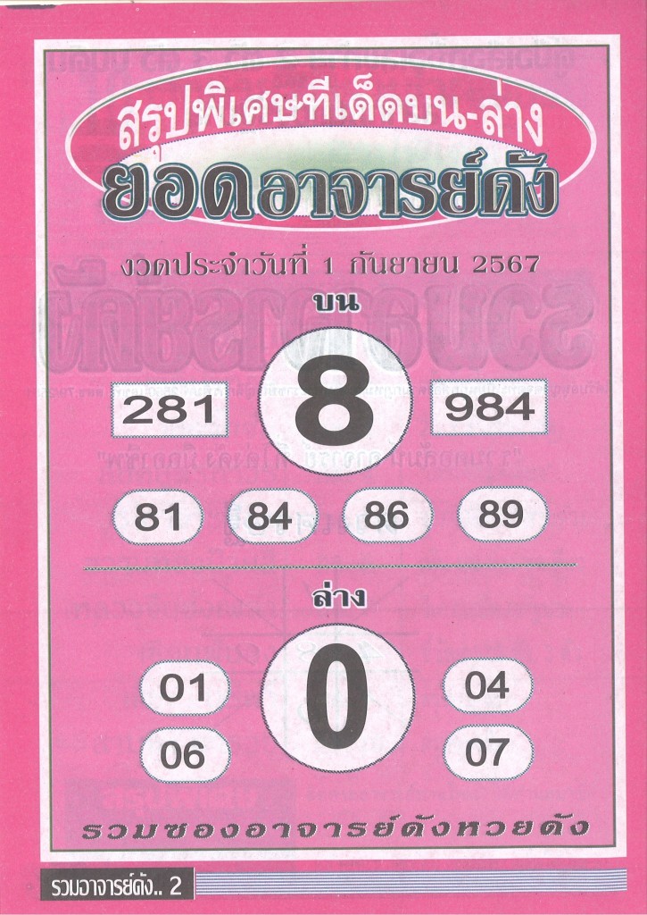 สรุปหนังสือหวยยอดอาจารย์ดังสรุปทีเด็ดบนล่างงวด
